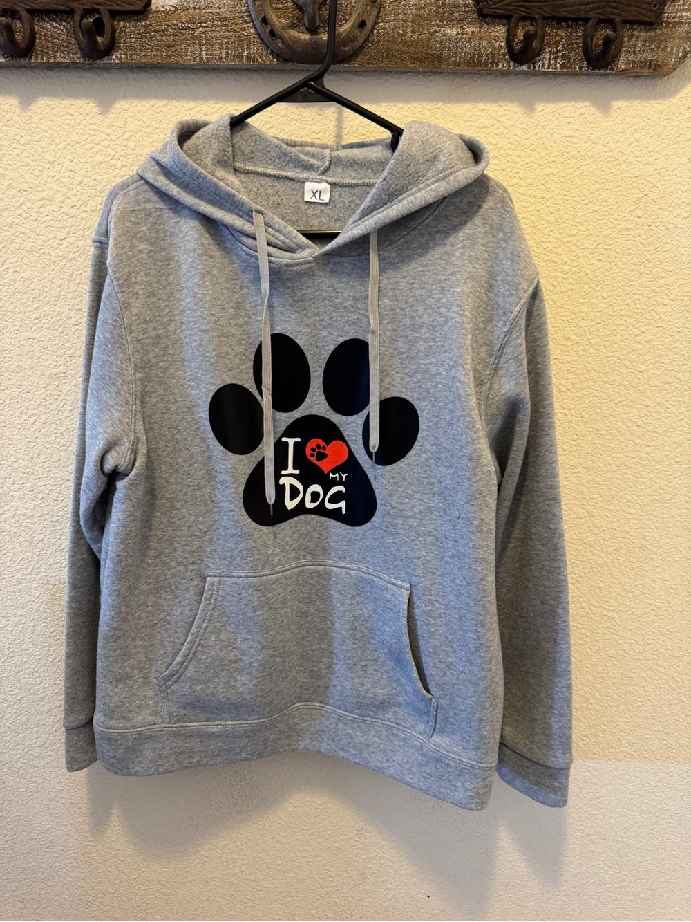 I Love My Dog Grey Hoodie with Paw Print